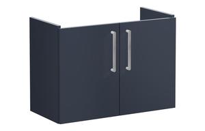 VitrA Root Flat 80cm 2 Door Wall Hung Slim Washbasin Unit - Matt Dark Blue